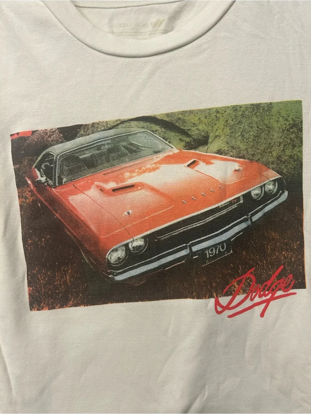 Forever 21 White Crop Tee Car Graphic